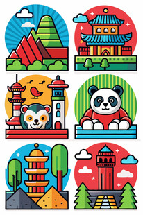 多彩中国元素图标集