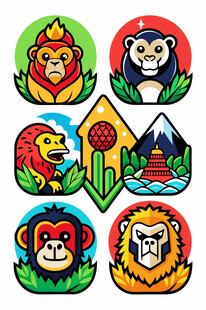多彩动物头像图标集合