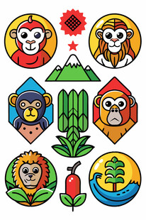 多彩日本风卡通元素集合