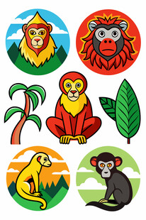 可爱动物头像插画集合