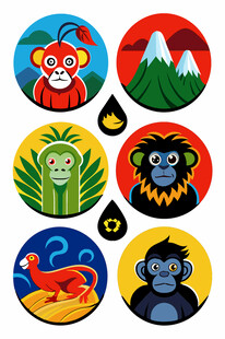 多彩猴子主题卡通图案
