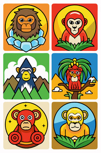 多彩神话猴形象插画