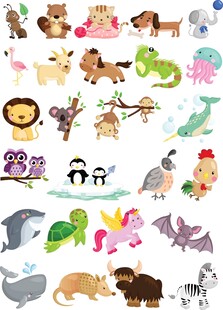 多样卡通动物集合