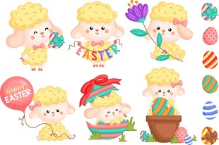 可爱复活节小兔插画集合