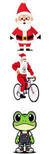 圣诞老人与青蛙骑车图
