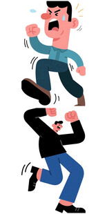 愤怒男子追打场景