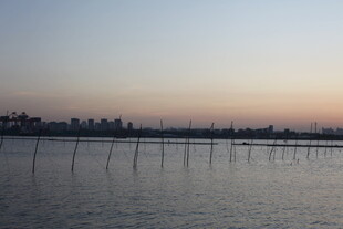 黄昏下的宁静水域景观