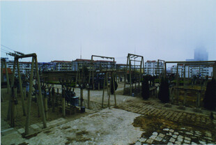 施工现场的建筑框架搭建