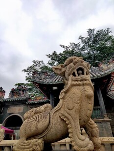 广东佛山祖石狮子雕塑古朴威严