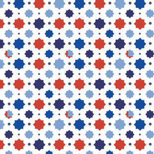 红蓝白几何图案无缝背景
