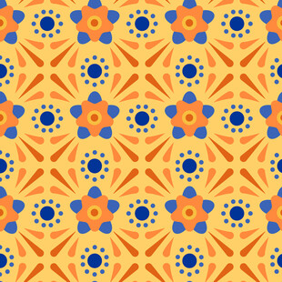 橙蓝相间几何花纹图案