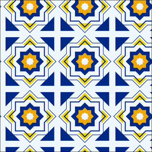 蓝黄几何花纹瓷砖图案
