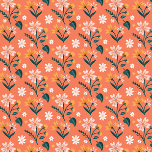 橙色花卉图案背景纹理