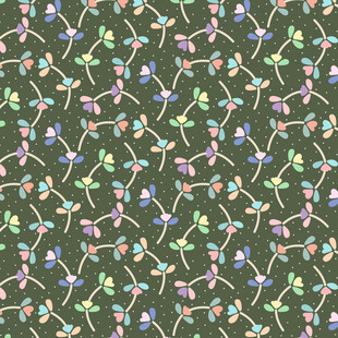 绿色底多彩小花图案纹理