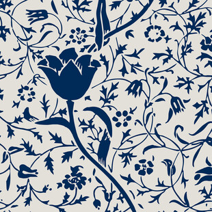 蓝白花卉图案纹理