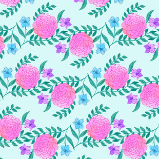 清新花卉图案无缝背景