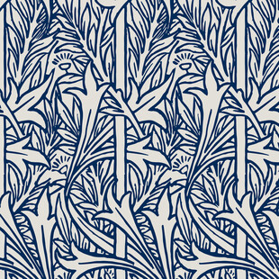 蓝白植物图案纹理设计