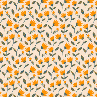 小黄花绿叶无缝花卉图案