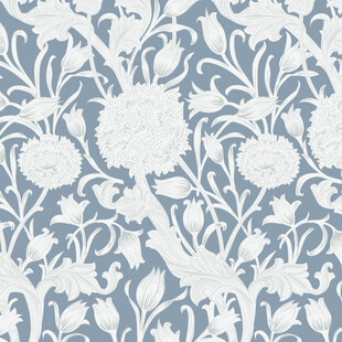 蓝白花卉图案壁纸