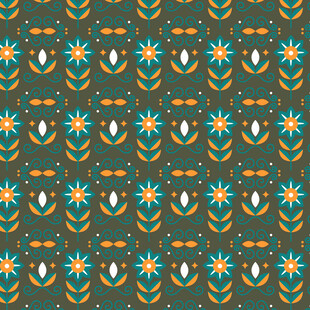 复古花卉几何图案背景