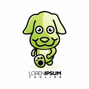 可爱绿色小狗卡通形象