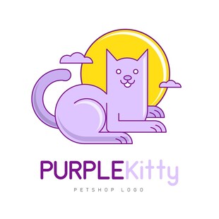 紫色猫咪标志设计