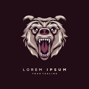 咆哮的熊头标志设计