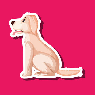 坐着的可爱小狗贴纸