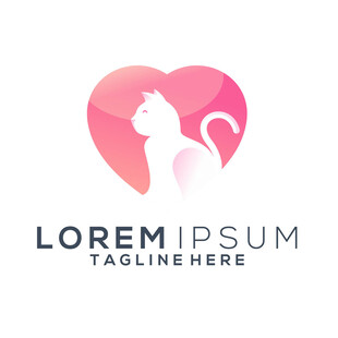 爱心猫咪标志设计