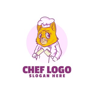 可爱猫咪厨师标志设计
