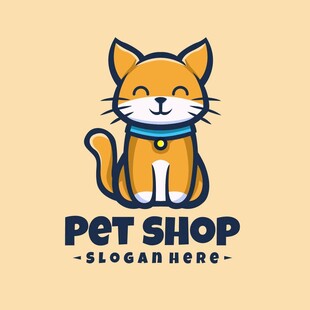 可爱猫咪宠物商店标志