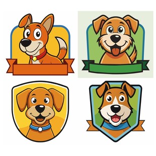 可爱狗狗卡通图标集合