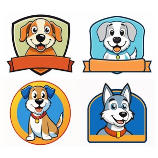 可爱狗狗卡通标志设计