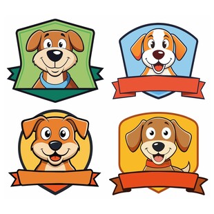 可爱狗狗徽章图案集合