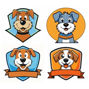 可爱狗狗徽章图标集合