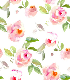 水彩粉色花卉无缝图案