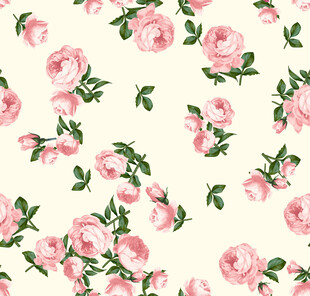 粉色玫瑰花卉无缝图案
