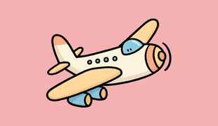 卡通手绘飞机插画