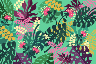 热带植物花卉图案背景