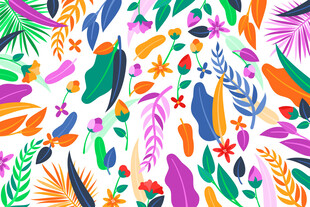 热带植物多彩图案背景