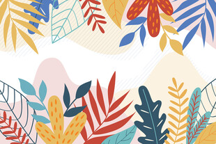多彩植物叶片图案背景