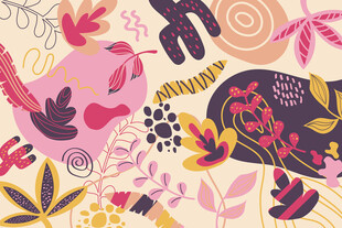 多彩手绘风动物植物图案