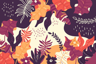 多彩花卉植物图案背景