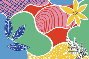 多彩几何花卉图案设计