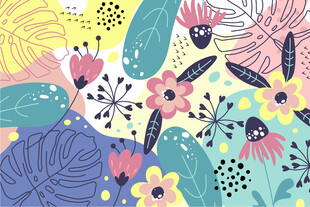 多彩花卉植物图案插画