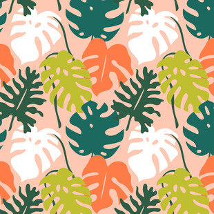 热带植物图案背景
