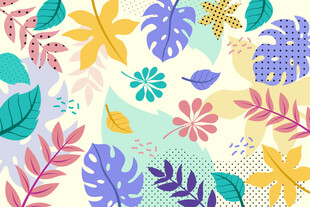 多彩热带植物花卉图案