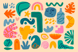 多彩手绘卡通元素图案