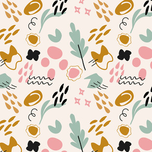 清新手绘风植物花卉图案