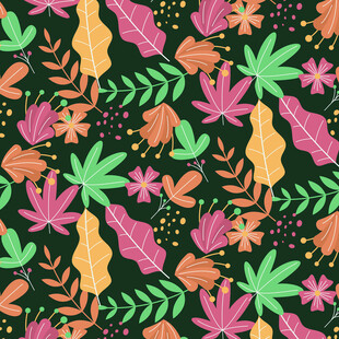 热带动植物图案背景